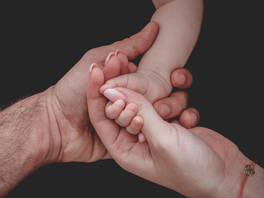 Mani di adulto e bambino